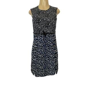Longchamp Dress Sheath Animal Print Leo Blue Black Mini Sleeveless Belt …